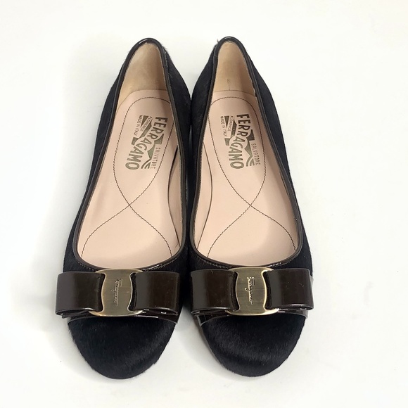 Salvatore Ferragamo Brown Calf Hair Bow Front Flat - Picture 10 of 10